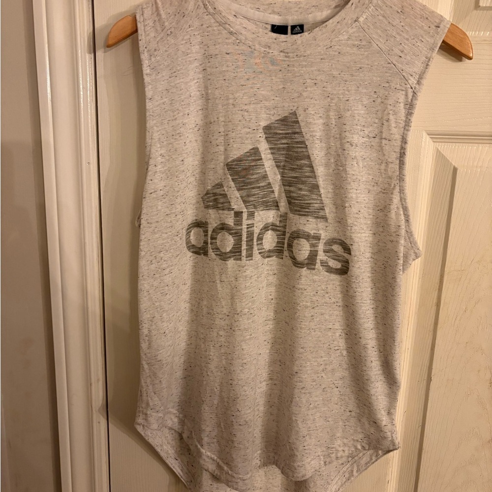 Adidas Gray Sleeveless Muscle Tee with Logo women’s size small - Picture 4 of 14